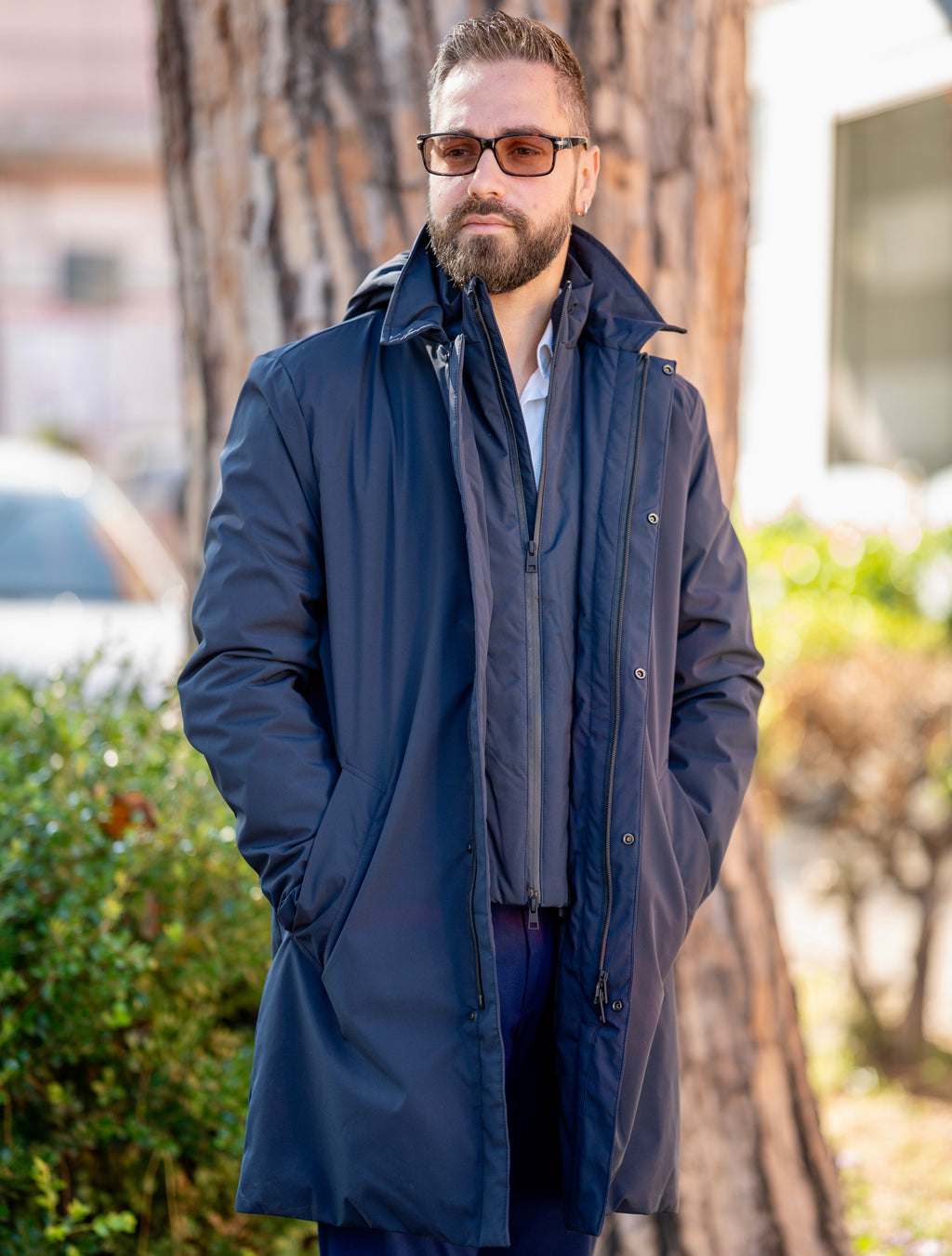 Giacca Impermeabile Uomo Blu Navy