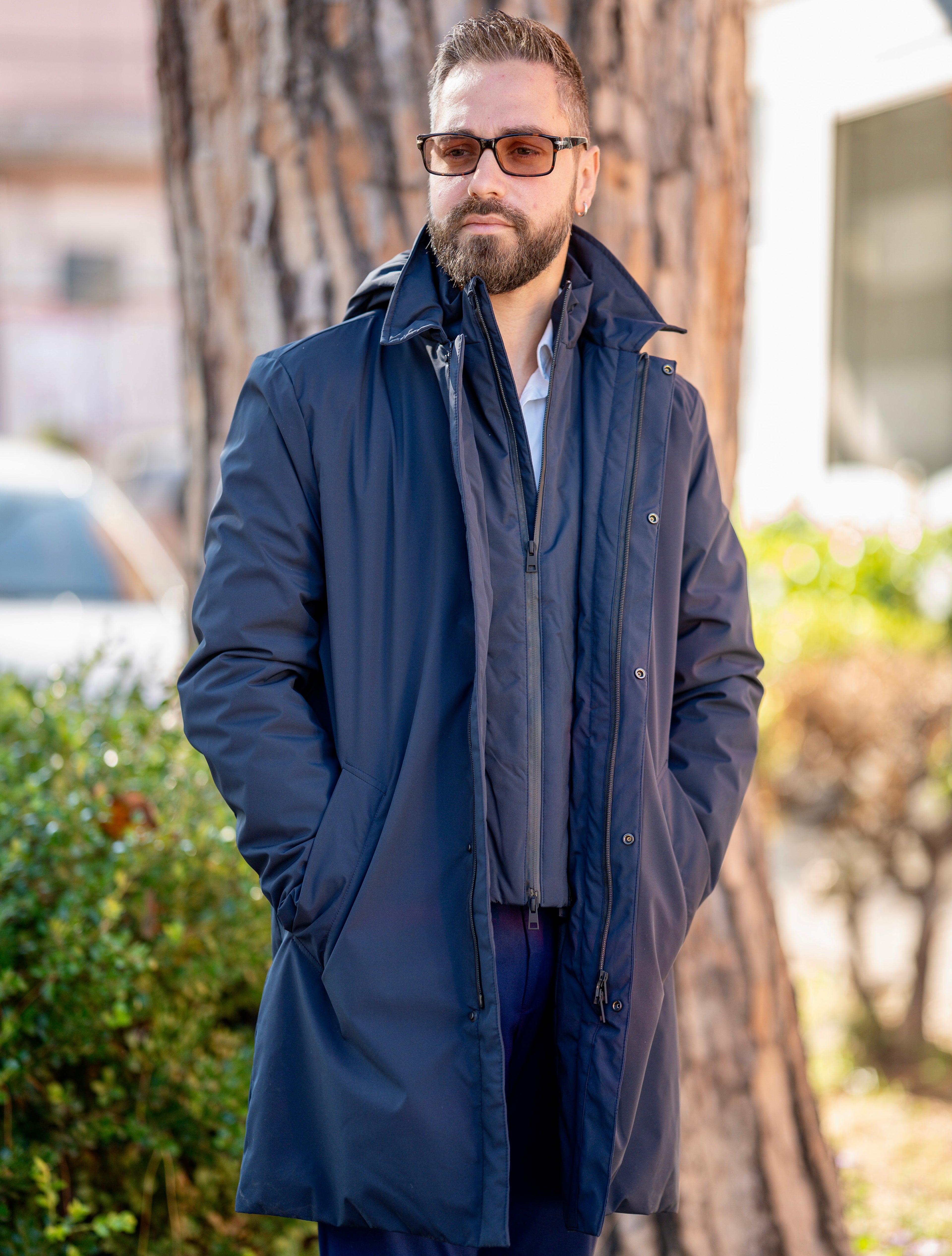 Giacca Impermeabile Uomo Blu Navy