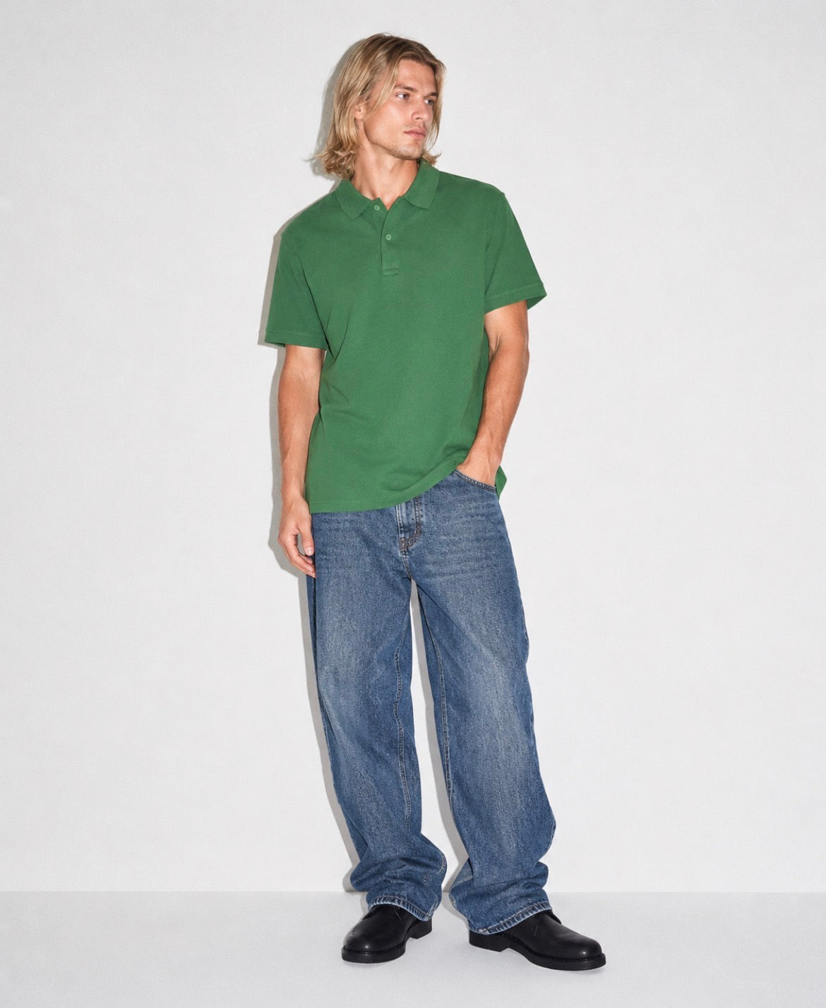 Polo uomo verde elegante casual
