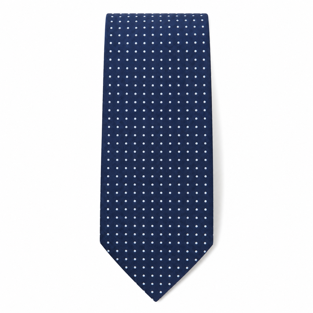 Cravatta Uomo Blu a Pois Bianchi Elegante