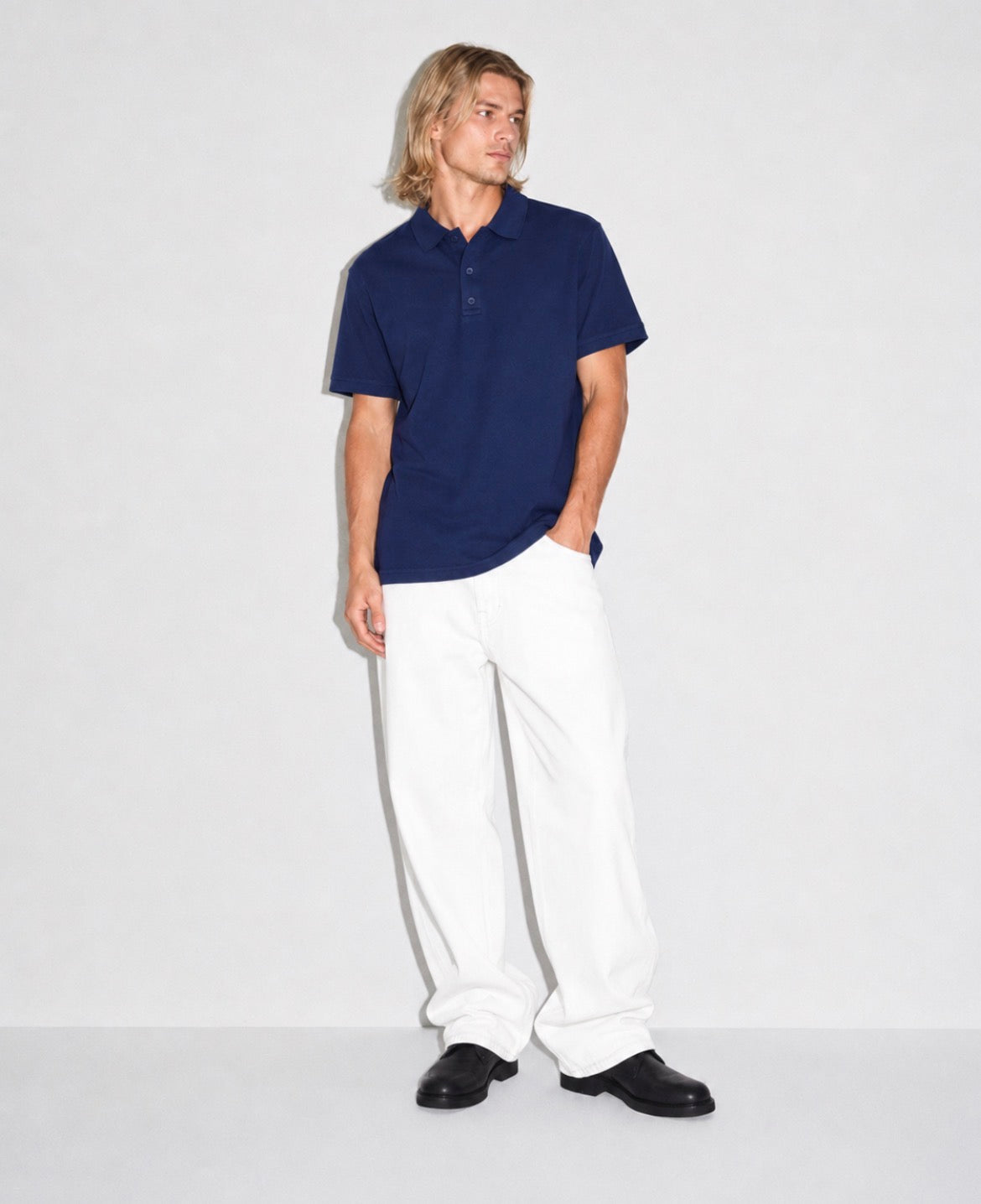 Polo uomo blu elegante casual