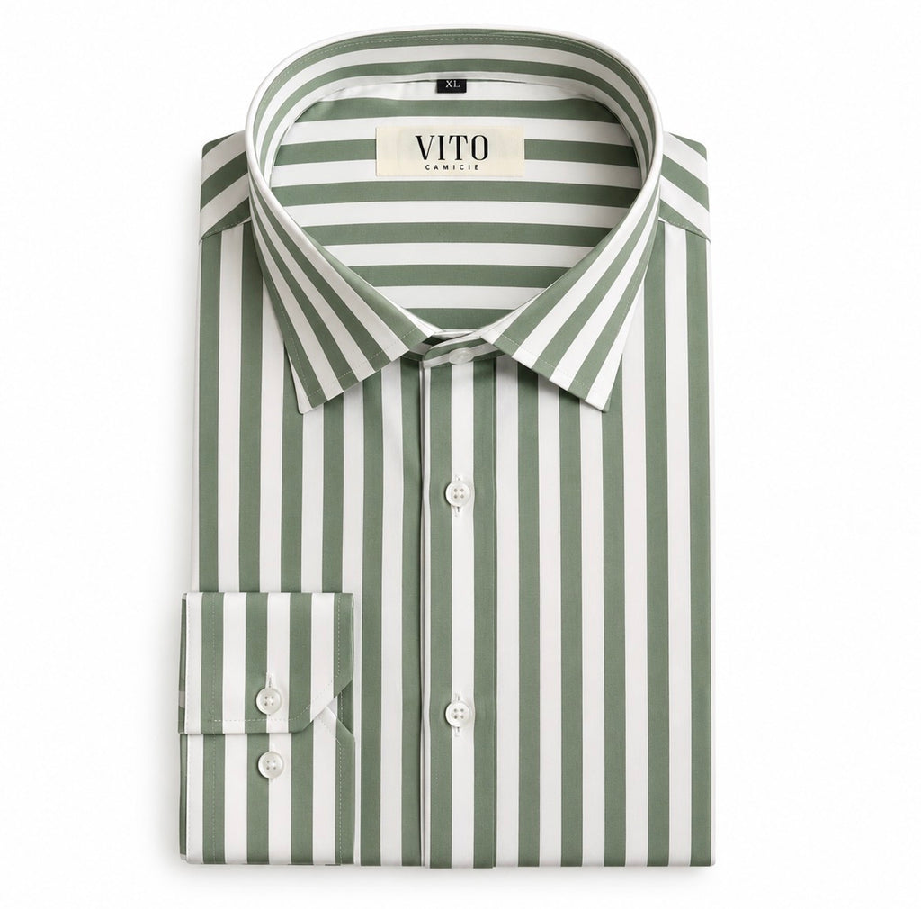 Camicia Uomo a Righe Verdi
