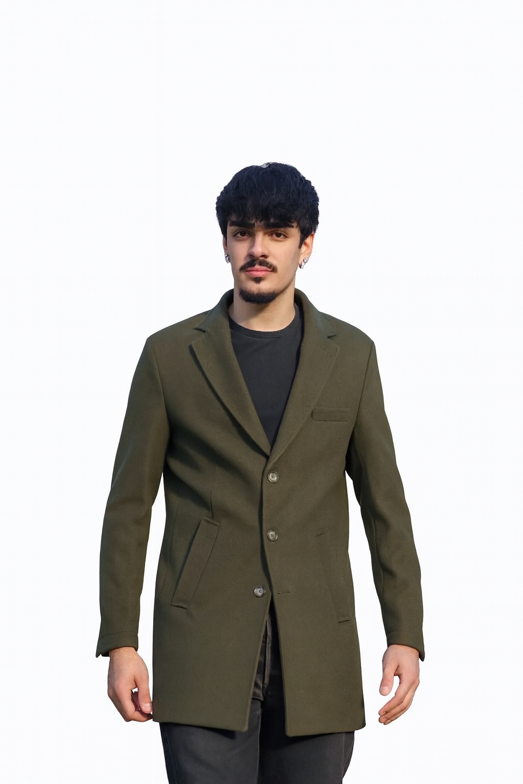 Cappotto monopetto Verde Oliva