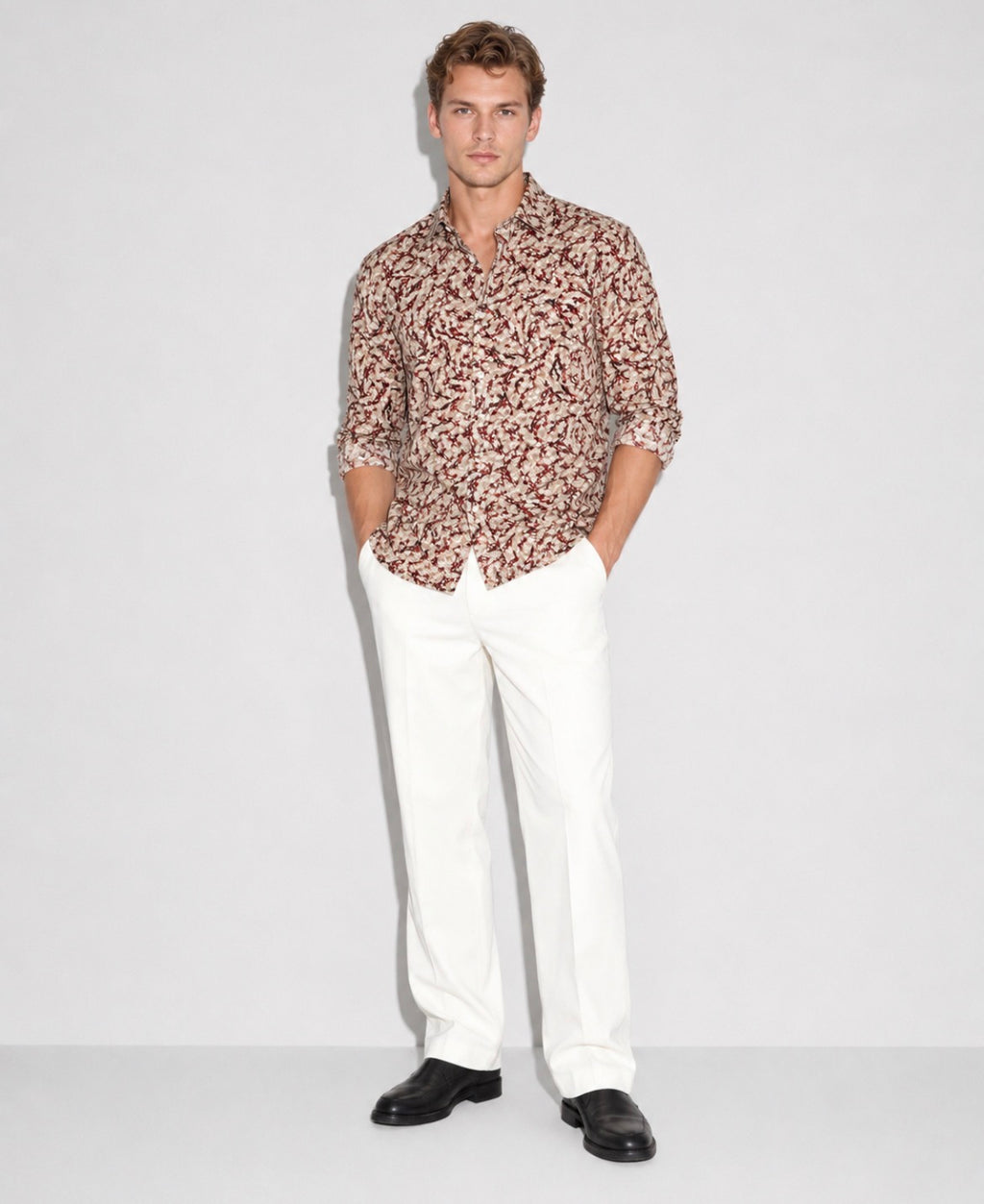 Camicia Uomo Fantasia Beige