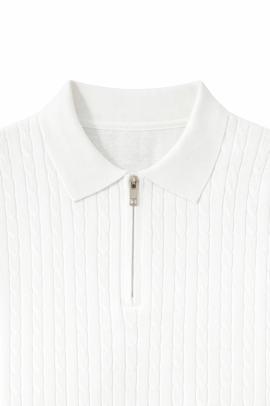 Polo uomo bianca con zip elegante casual