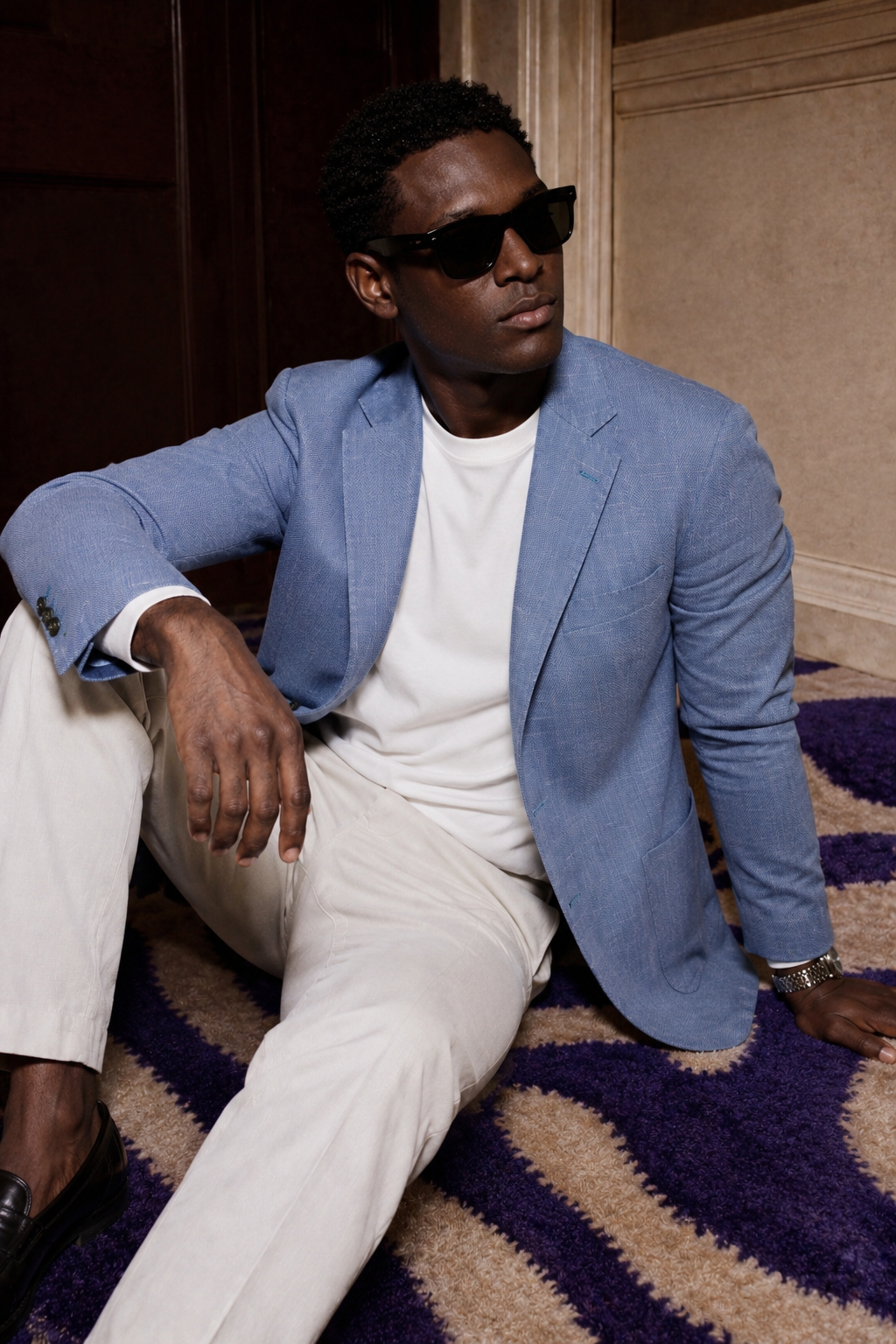 Blazer Uomo Azzurro Elegante Slim  Fit