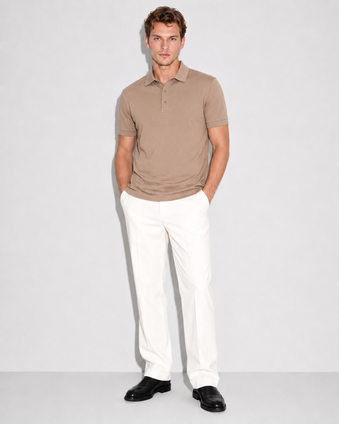 Herren-Polohemd Sandbeige
