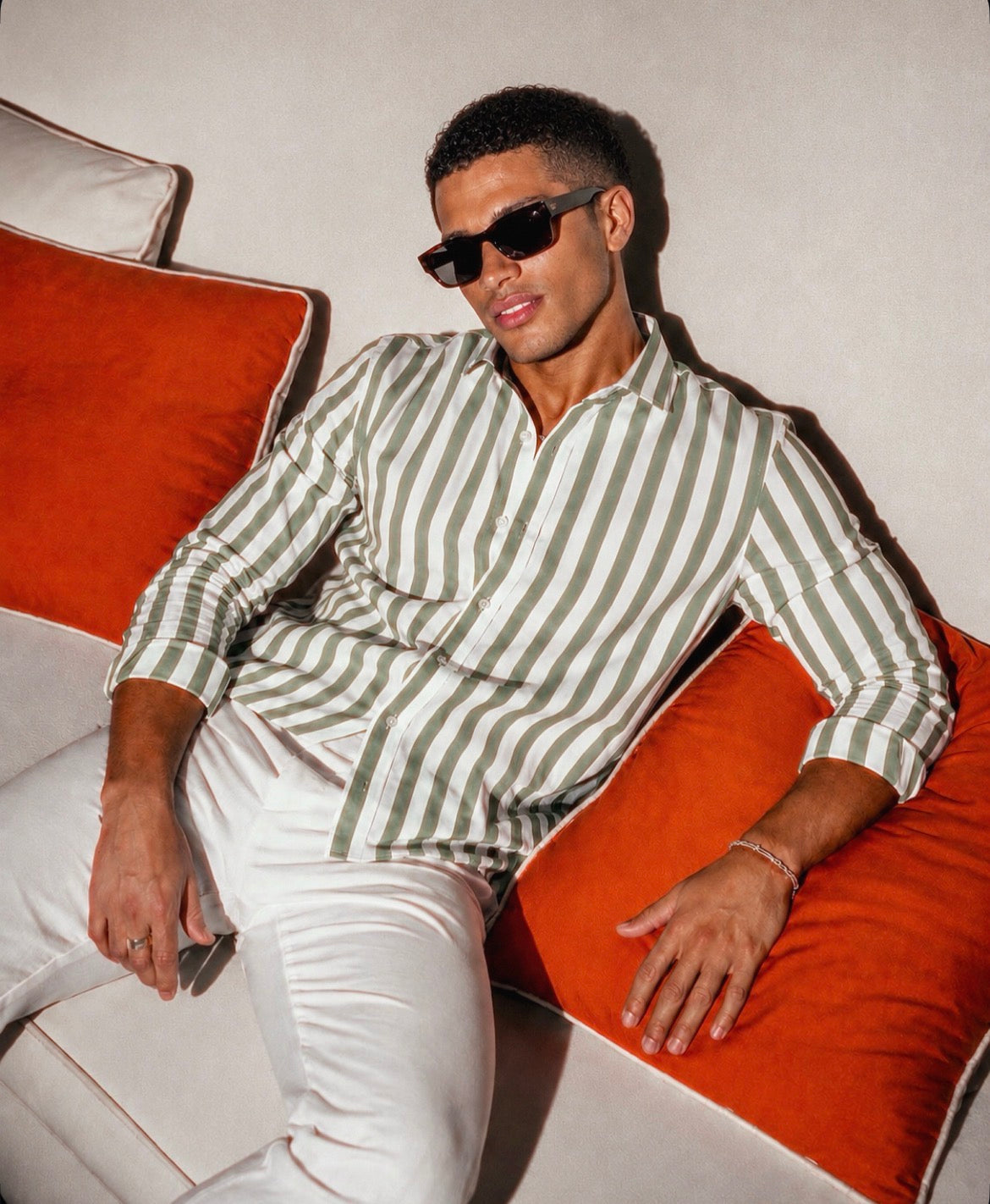 Camicia Uomo a Righe Verdi