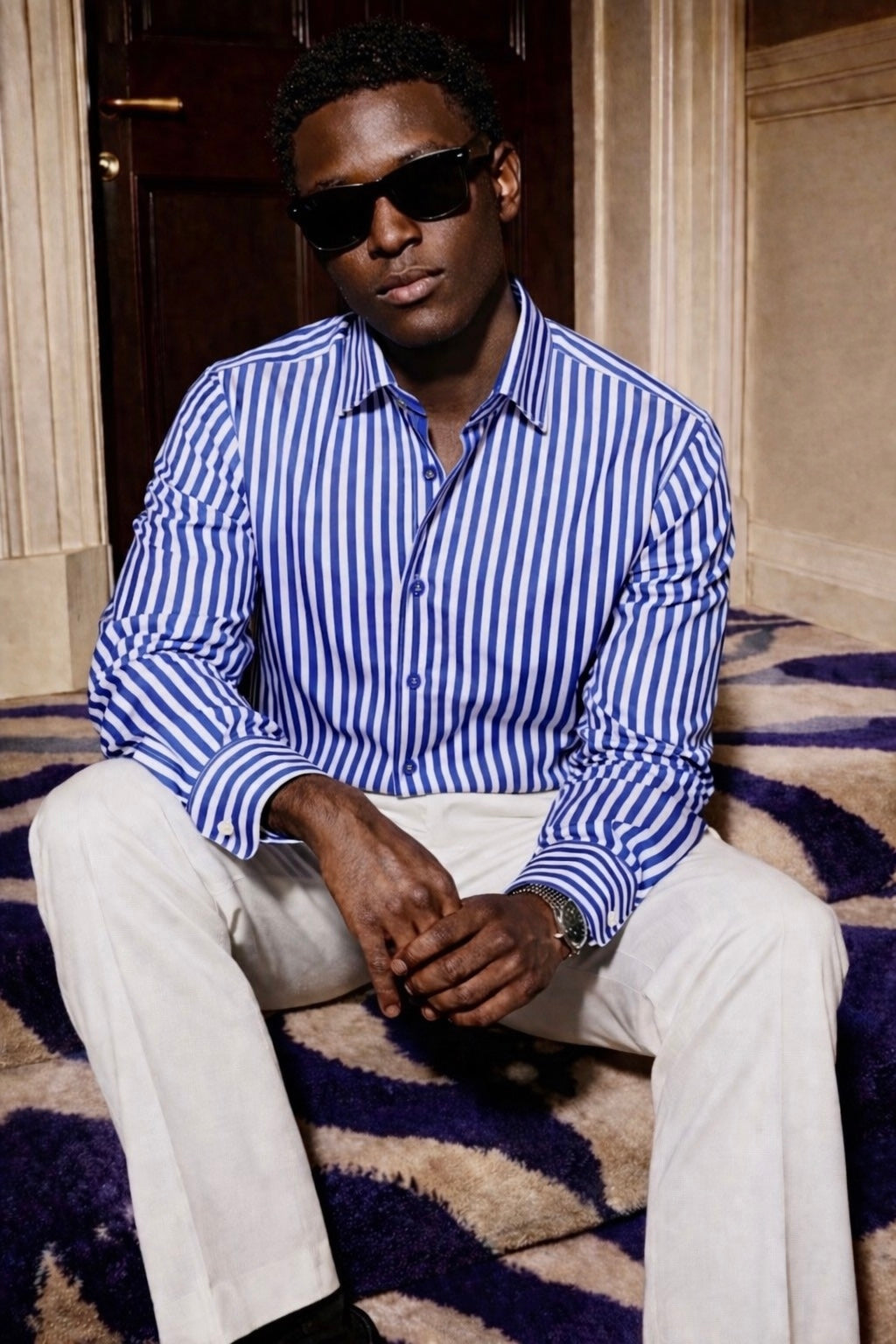 Camicia con i righini blu royal